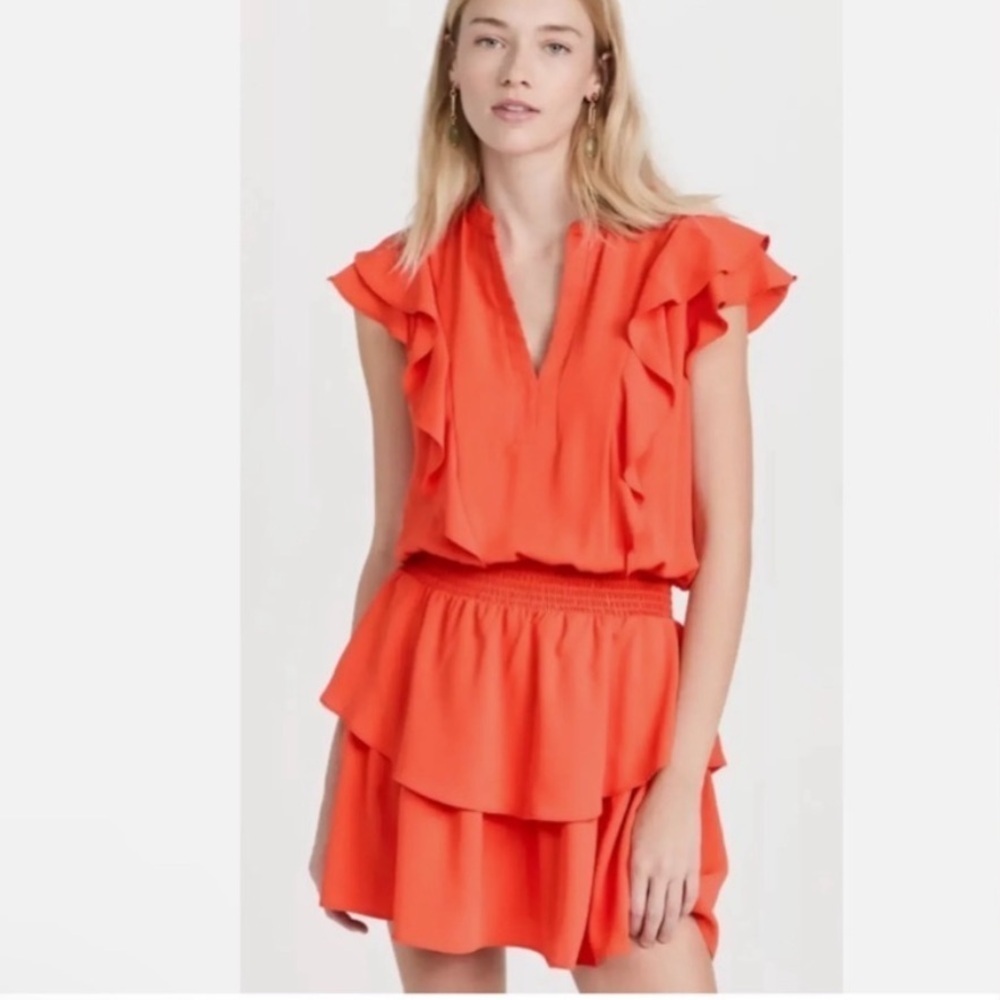 Amanda Uprichard Women’s Vareta Dress Ruffle Orange medium Mini
